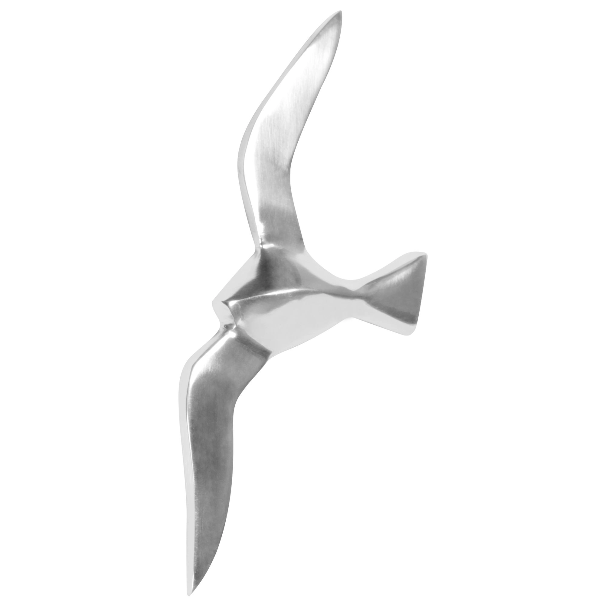 FineBuy Wanddekoration Möwe Aluminium poliert Dekofigur Silber Statue Skulptur groß Alu einzeln modern Maritim Nordsee
