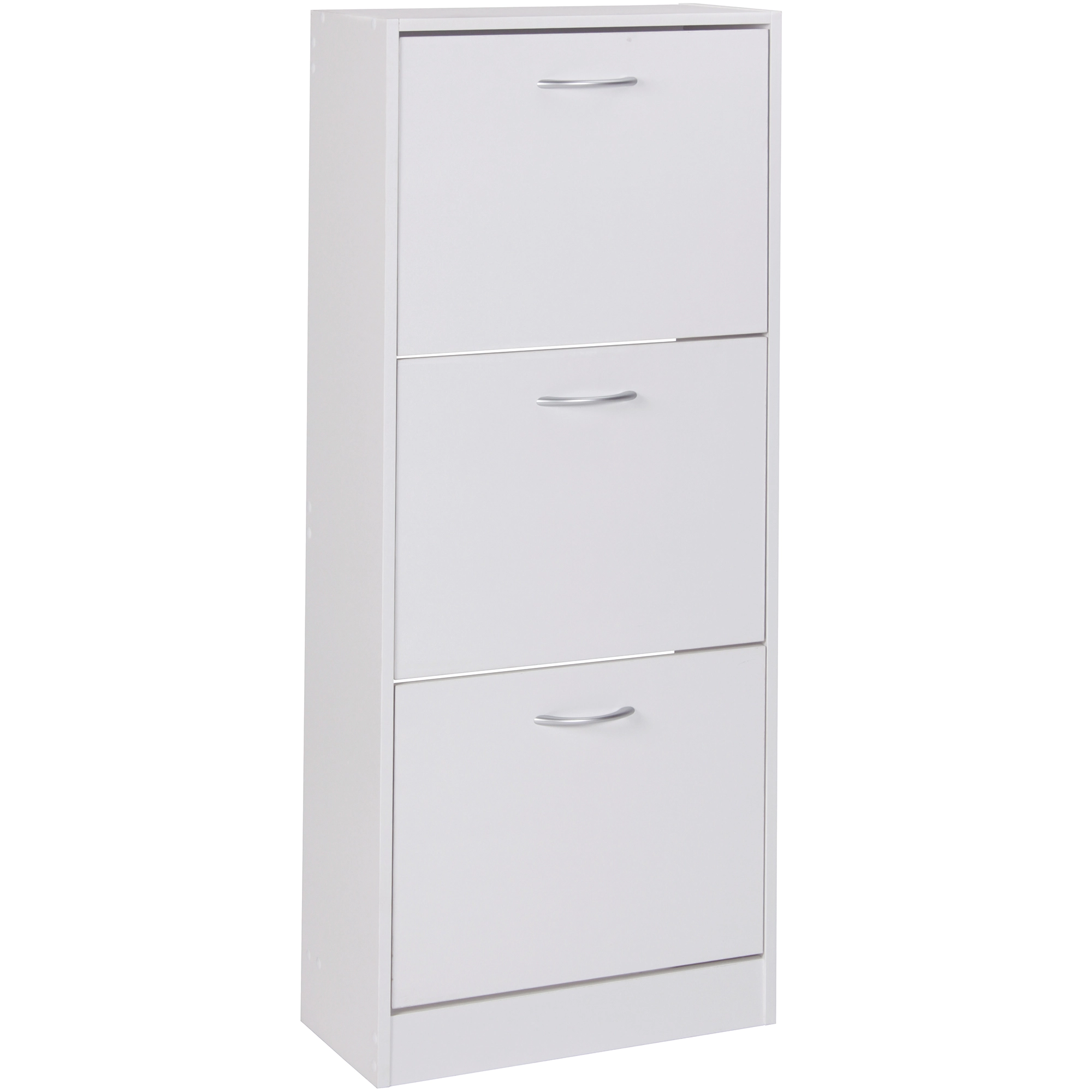 FineBuy Schuhkipper mit 3 Fächern für 18 Paar Schuhe, Moderner Schuhschrank in Weiß, Schuhkommode 50 x 24 x 125 cm