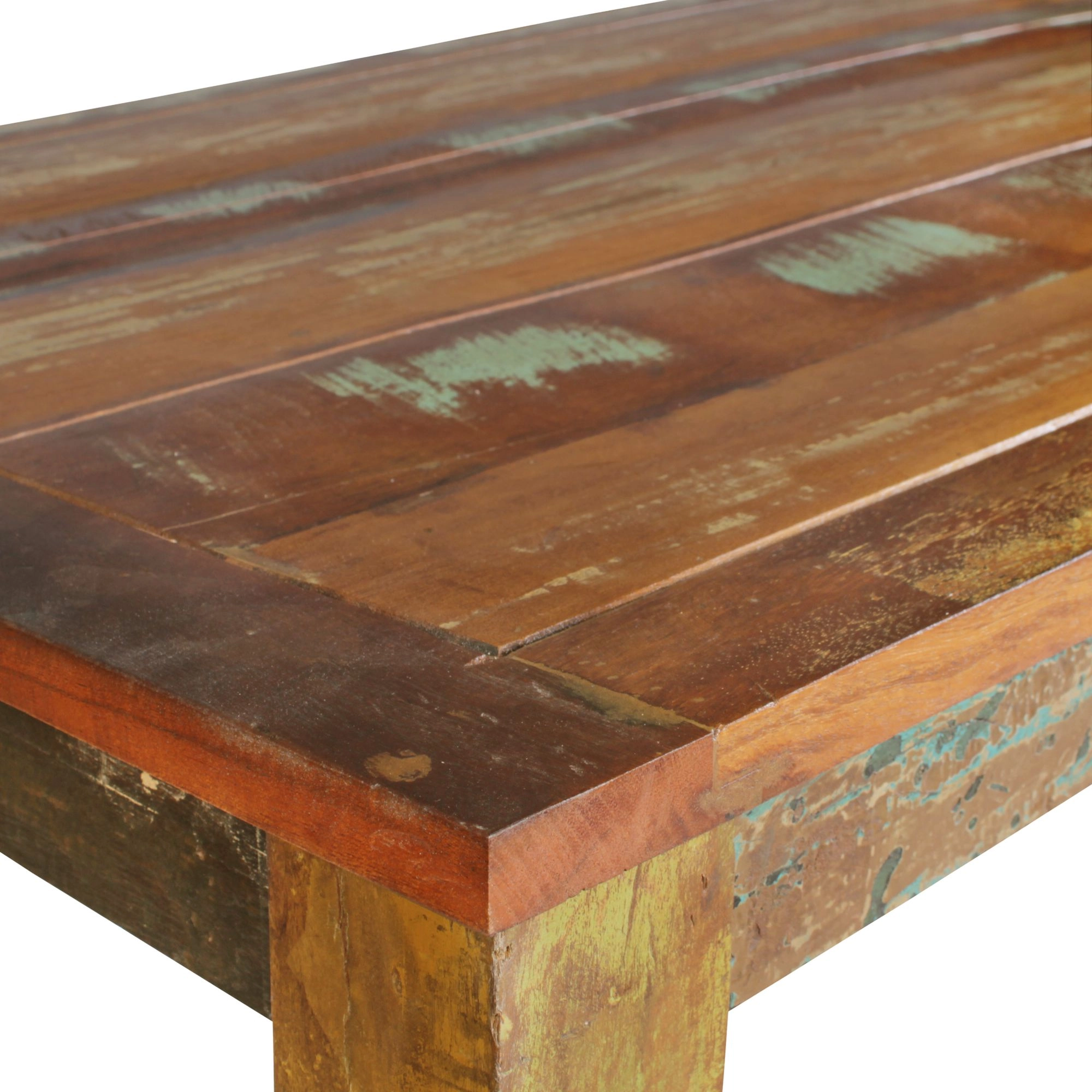 FineBuy Esszimmertisch KALKUTTA 120 x 70 x 76 cm, Massivholz Esstisch für 4-6 Personen, Küchentisch Bootsholz Shabby Chic, Tisch Esszimmer rechteckig