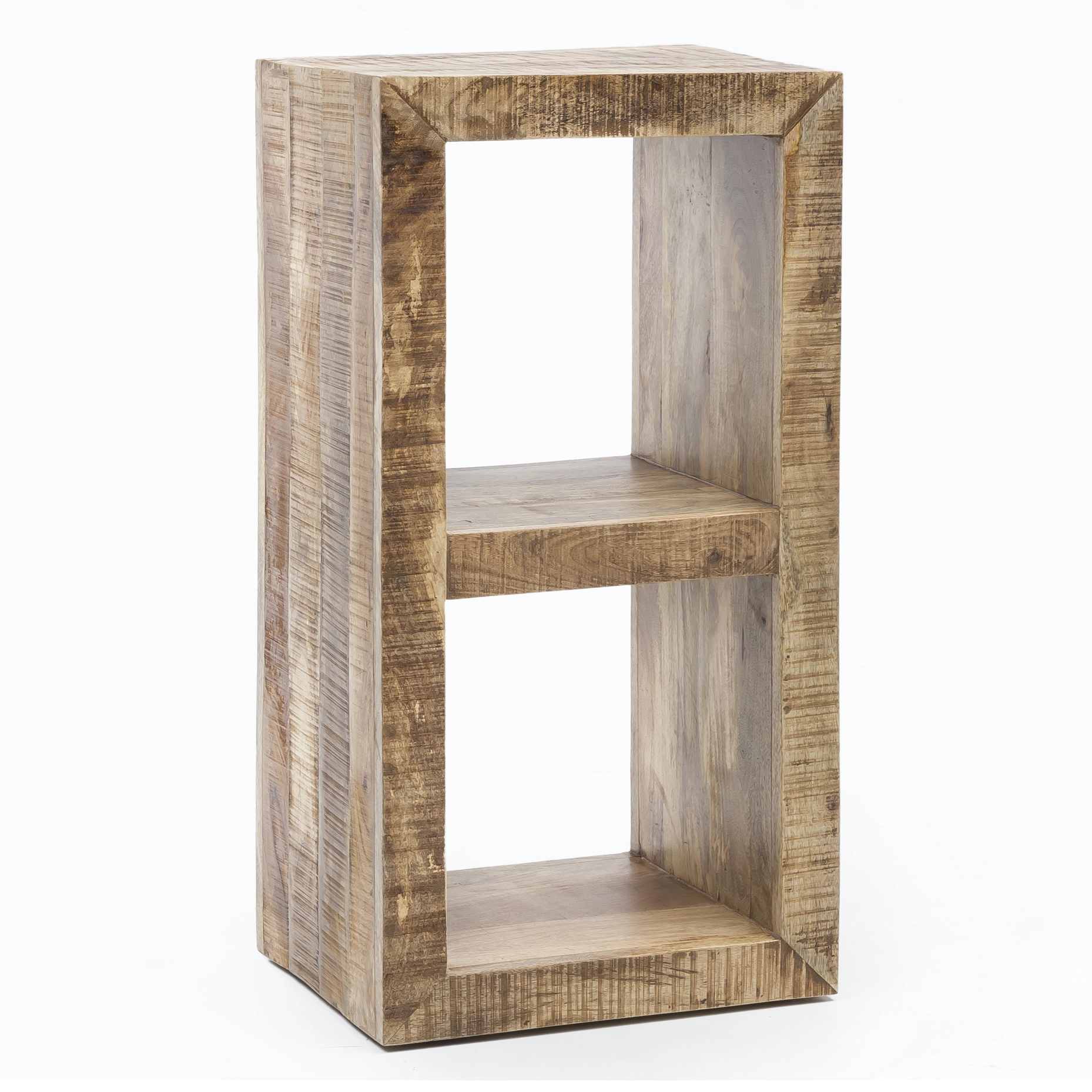 FineBuy Kleines Standregal 45 x 35 x 90 cm Abstellregal Mango Massiv-Holz, Ablagetisch Telefontisch Diele Flur Gang Klein, Steh-Regal Bodenregal Natur Schlafzimmer Standregal Küche Wohnzimmer