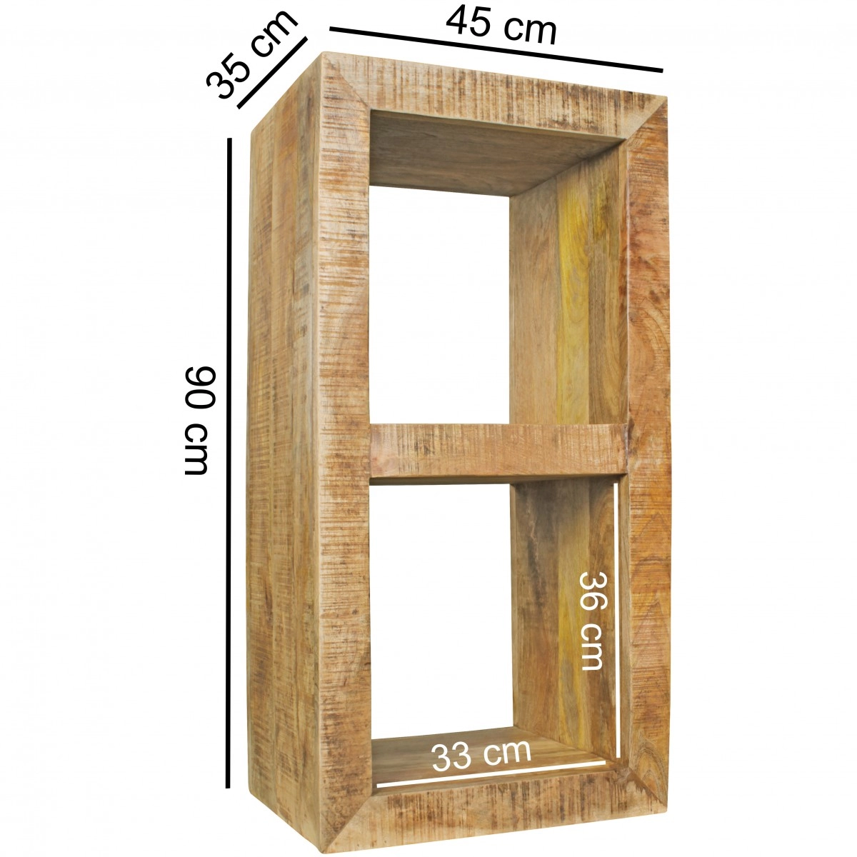 FineBuy Kleines Standregal 45 x 35 x 90 cm Abstellregal Mango Massiv-Holz, Ablagetisch Telefontisch Diele Flur Gang Klein, Steh-Regal Bodenregal Natur Schlafzimmer Standregal Küche Wohnzimmer
