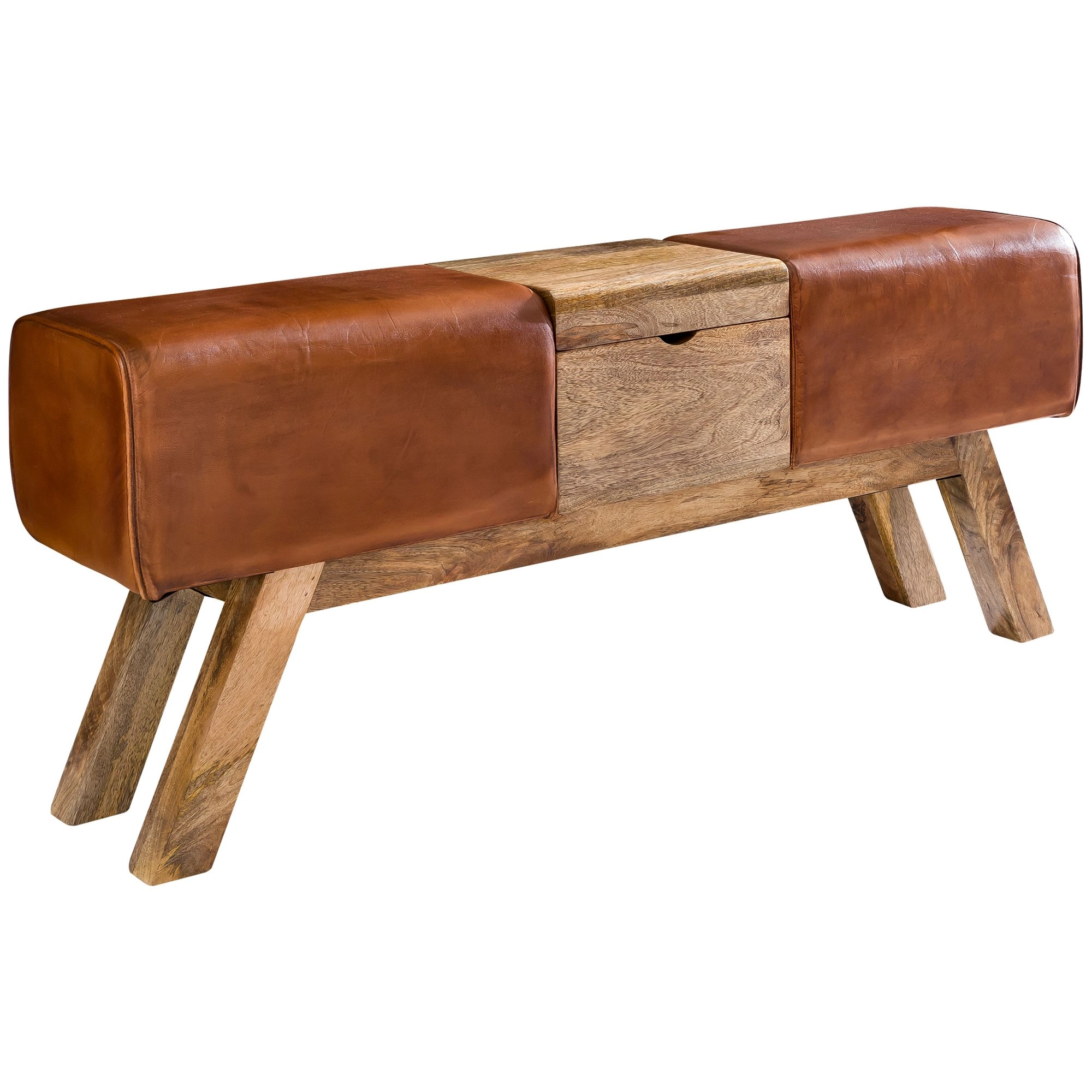 FineBuy Design Turnbock Sitzbank Aufbewahrungsfach 120 x 29 x 53cm, Turnhocker Bank Klappfach, Hocker Garderobenbank Sitzhocker Turnbank