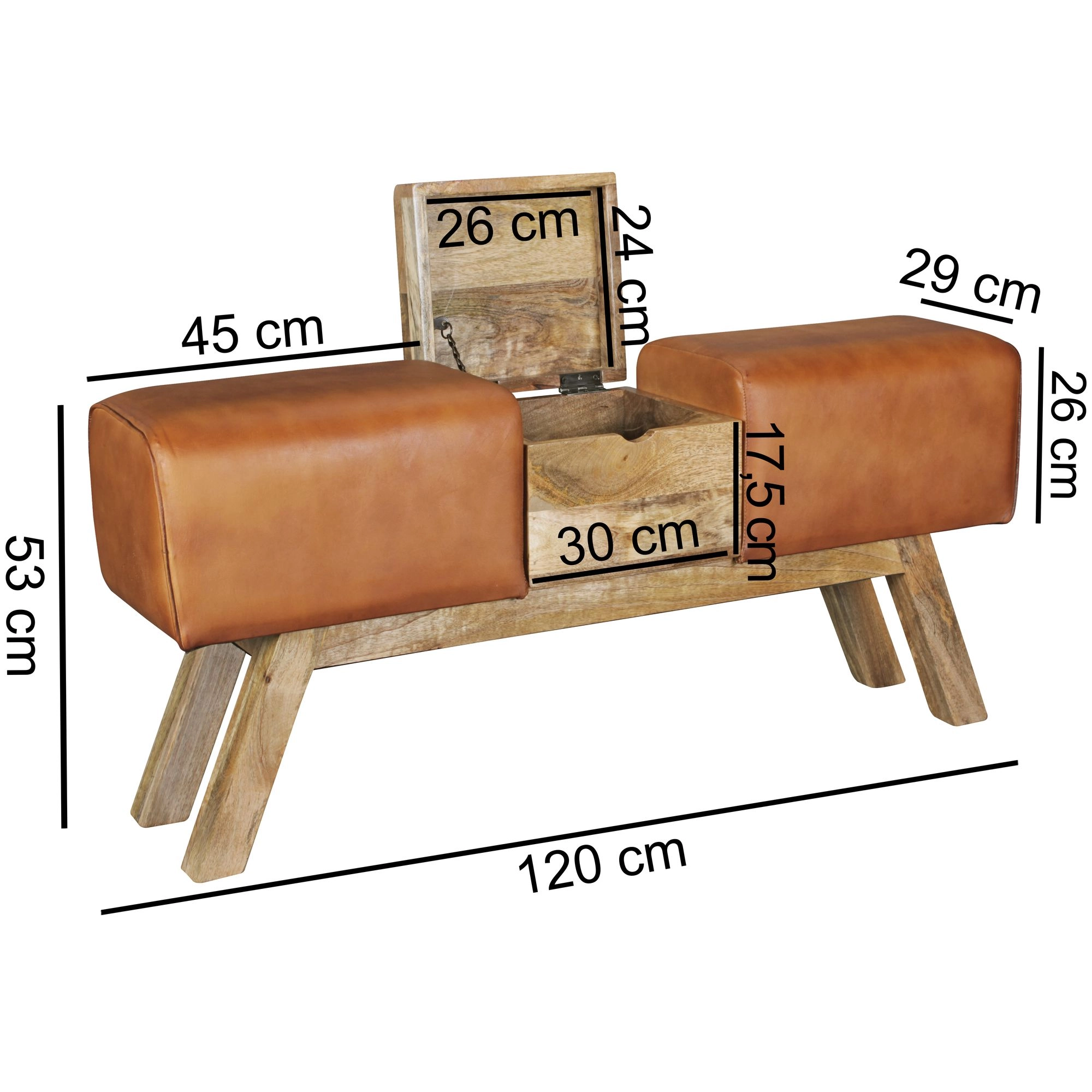 FineBuy Design Turnbock Sitzbank Aufbewahrungsfach 120 x 29 x 53cm, Turnhocker Bank Klappfach, Hocker Garderobenbank Sitzhocker Turnbank