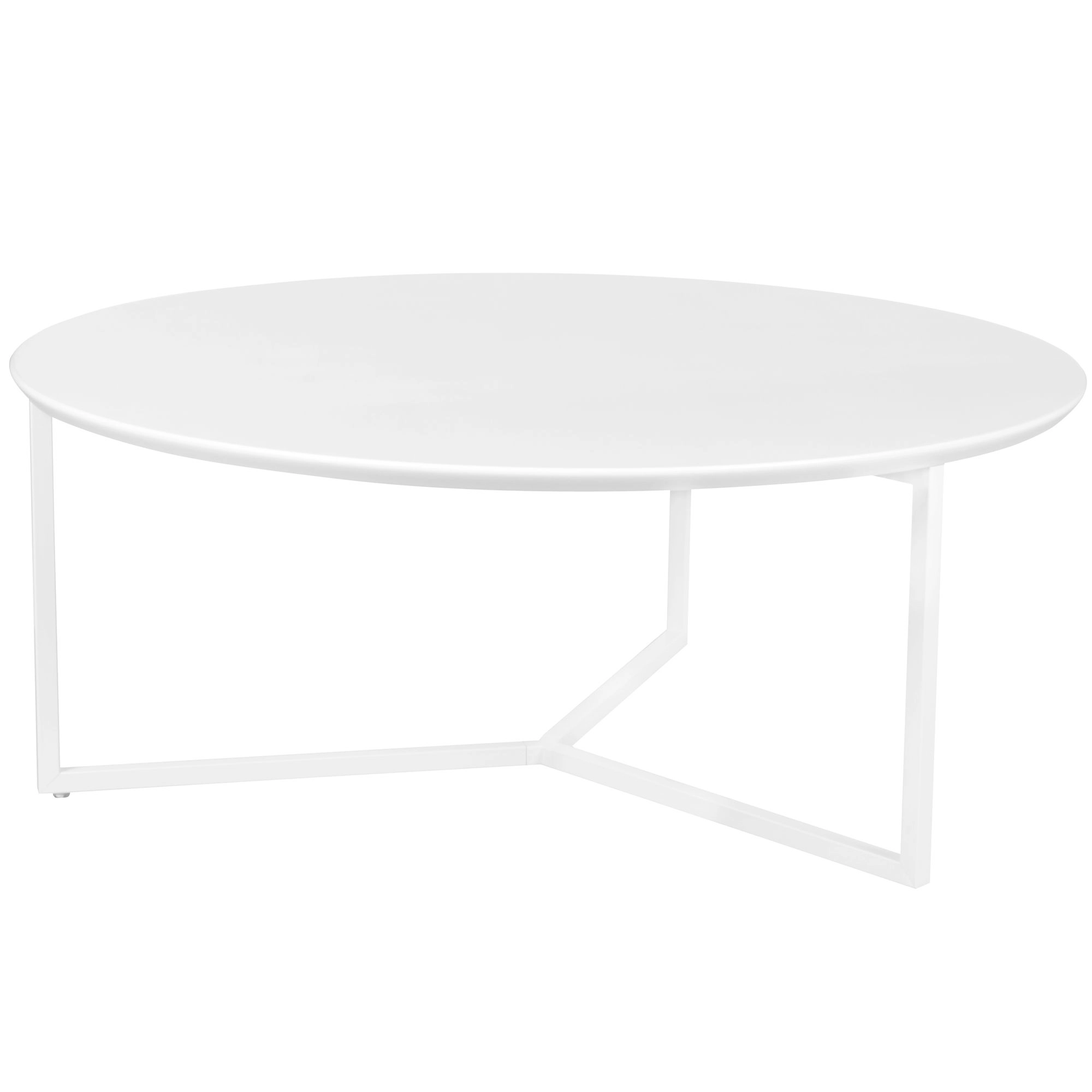 FineBuy Design Couchtisch 80 cm Rund Weiß Matt lackiert, Moderner Wohnzimmertisch MDF Holz, Lounge Sofa Tisch Metall Gestell