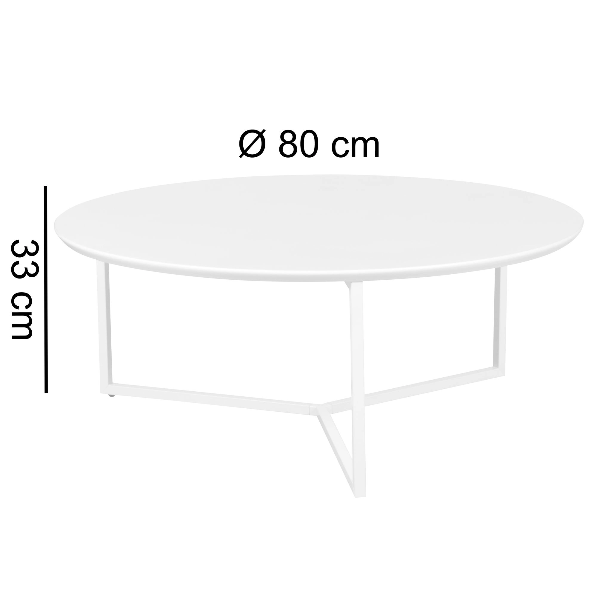 FineBuy Design Couchtisch 80 cm Rund Weiß Matt lackiert, Moderner Wohnzimmertisch MDF Holz, Lounge Sofa Tisch Metall Gestell
