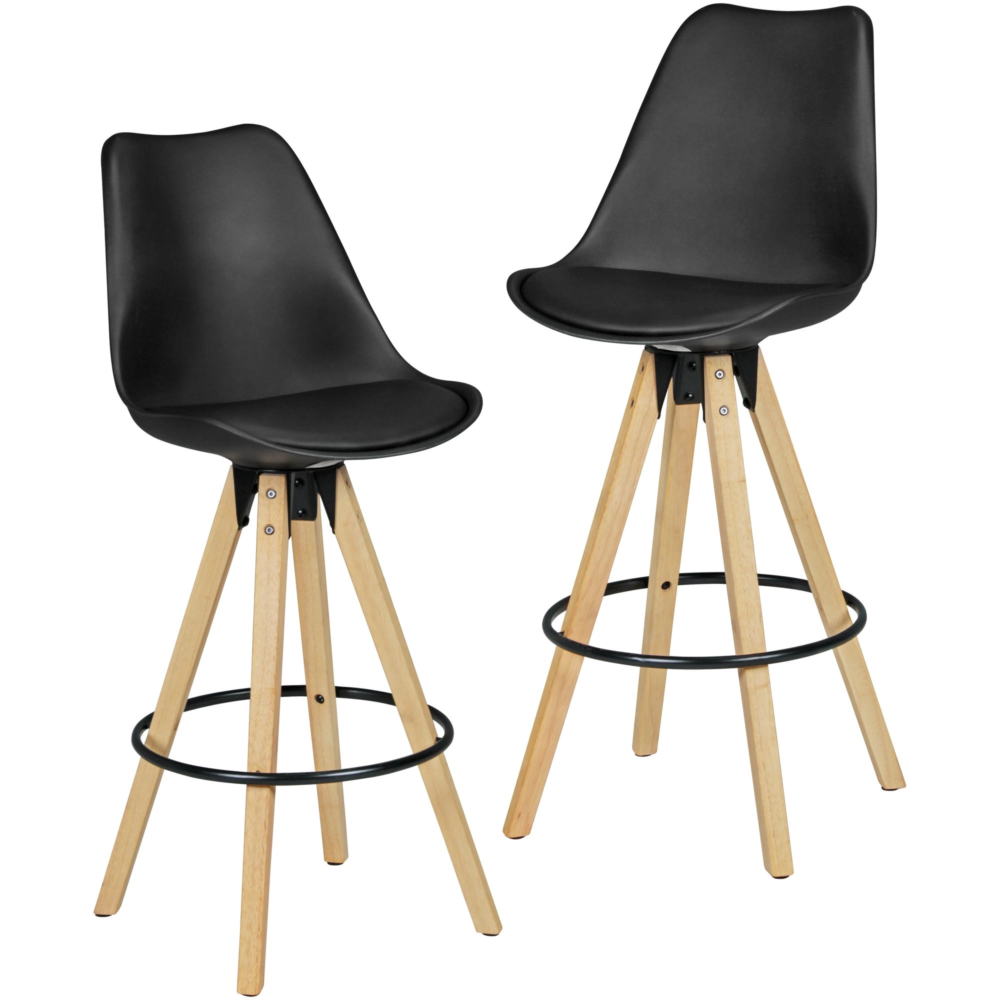 FineBuy 2er Set Barhocker Retro Design Stoff Holz mit Lehne, Design Barstuhl Retro Skandinavisch 2 Stück, Tresenhocker Sitzhöhe 77 cm