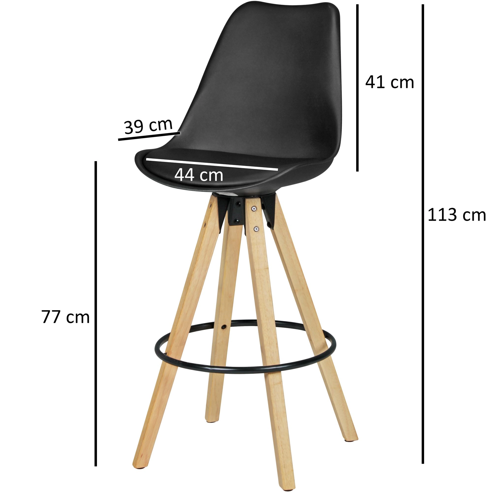 FineBuy 2er Set Barhocker Retro Design Stoff Holz mit Lehne, Design Barstuhl Retro Skandinavisch 2 Stück, Tresenhocker Sitzhöhe 77 cm