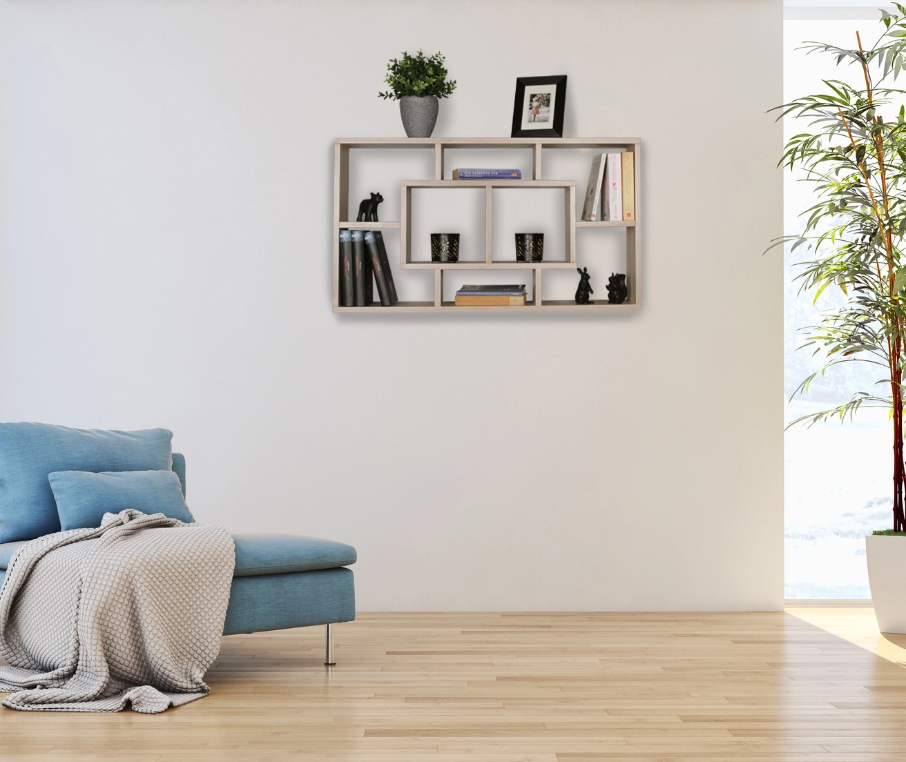 FineBuy Wandregal PAOLA 85 x 47,5 x 16 cm MDF-Holz Hängeregal modern, Design Wandboard freischwebend, Holzregal offen zum Hängen