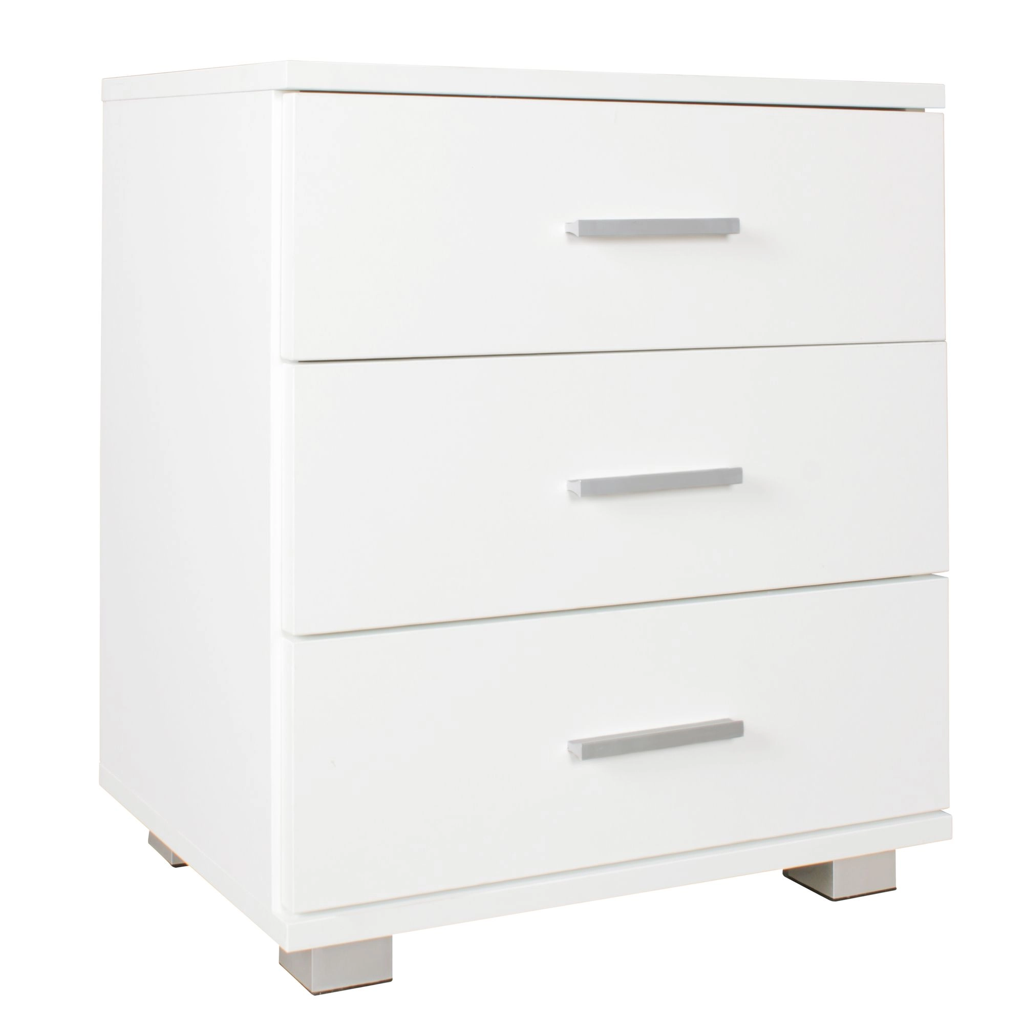 FineBuy Nachtkonsole LATINA mit 3 Schubladen in Holz Modern, B x H x T: 45 cm x 54 cm x 34 cm, Design Nachtkästchen mit Füßen, Nako - Nachttisch Kommode, Nachtschrank