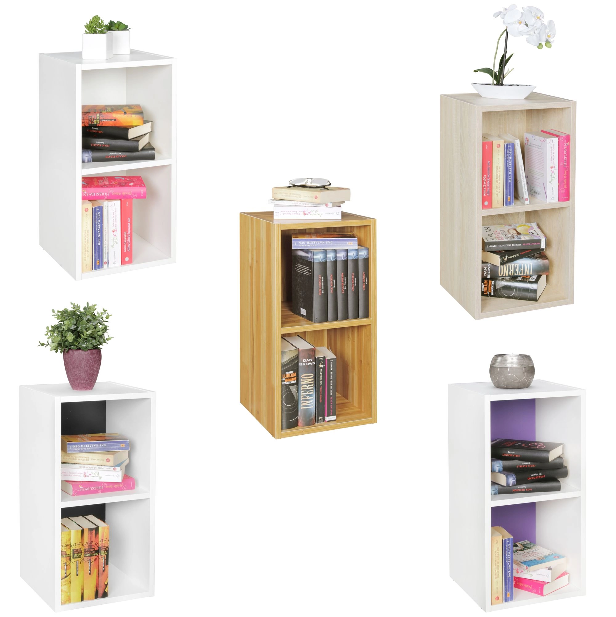 FineBuy Standregal Holz 30x60x30 cm Modern Regal Klein, Wandregal Ablageregal Schmal, Kleines Bücherregal 2 Ablagefächer, Schmales Design Holzregal Nischenregal