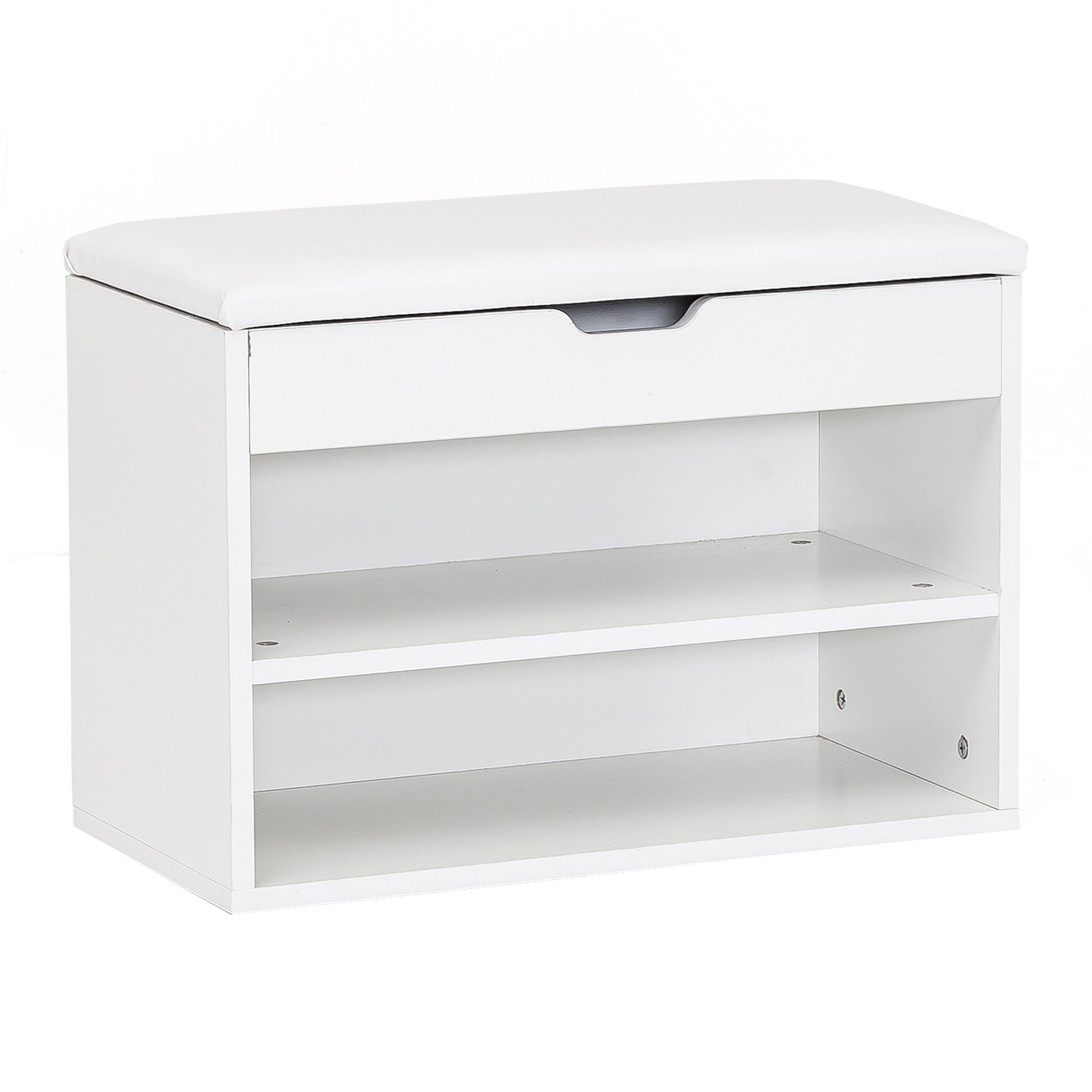 FineBuy Schuhbank mit Sitzfläche Garderoben-Bank Holz 60 x 40 x 30 cm, Holzbank klein gepolstert, Sitzbank schmal Flur mit Stauraum, Truhenbank Schuhtruhe Flurmöbel