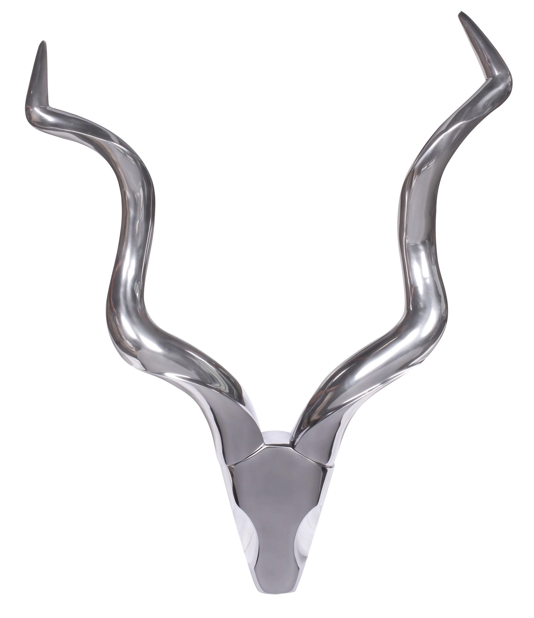 FineBuy Deko Hirschgeweih Aluminium Wanddeko Landhausstil Silber Metall modern, Design Hirschkopf Landhaus Geweih Wand, Wohndeko Hirsch außen, Wandschmuck