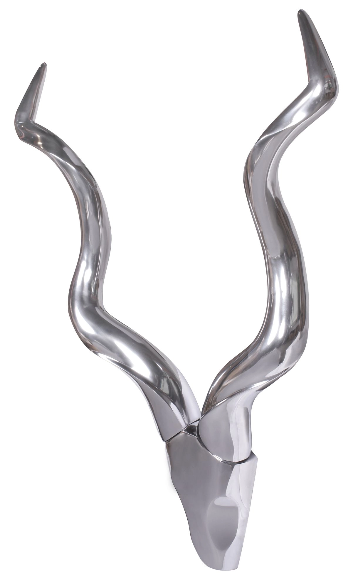 FineBuy Deko Hirschgeweih Aluminium Wanddeko Landhausstil Silber Metall modern, Design Hirschkopf Landhaus Geweih Wand, Wohndeko Hirsch außen, Wandschmuck