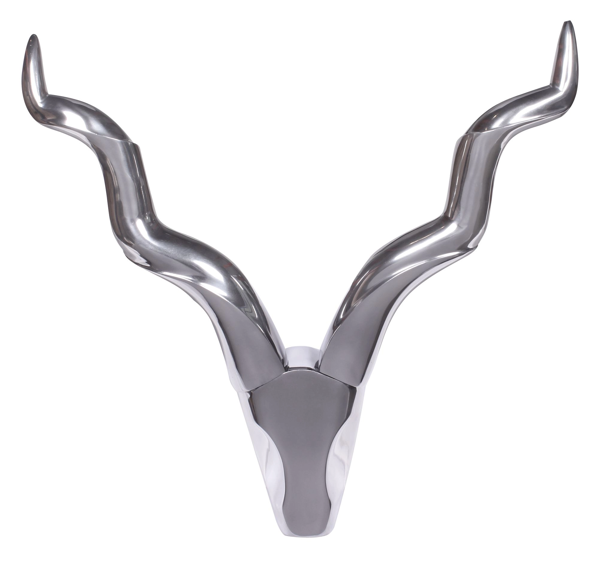 FineBuy Deko Hirschgeweih Aluminium Wanddeko Landhausstil Silber Metall modern, Design Hirschkopf Landhaus Geweih Wand, Wohndeko Hirsch außen, Wandschmuck