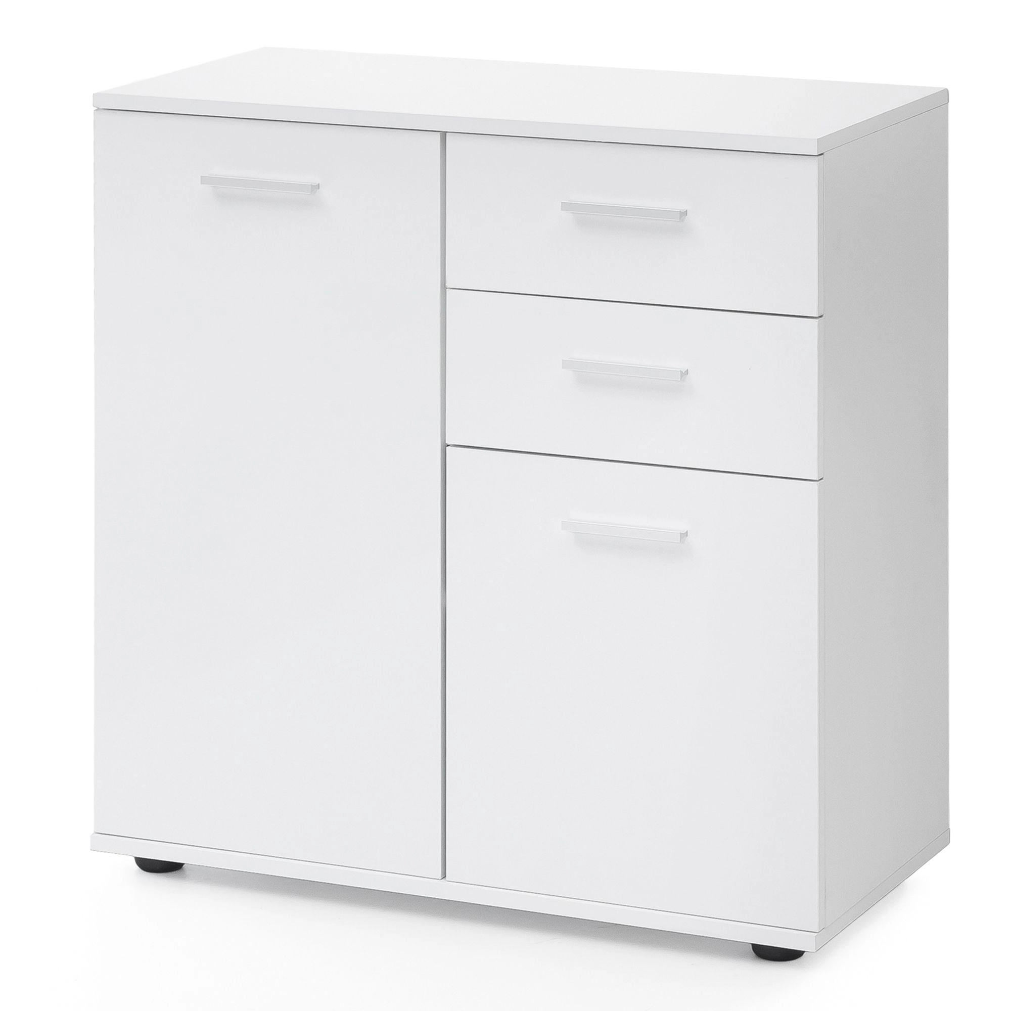 FineBuy Kommode mit Türen & Schubladen 71 x 78 x 35,5 cm Schrank Holz, Flurschrank modern, Mehrzweckschrank klein, Anrichte Sideboard matt, Kommodenschrank Flurmöbel