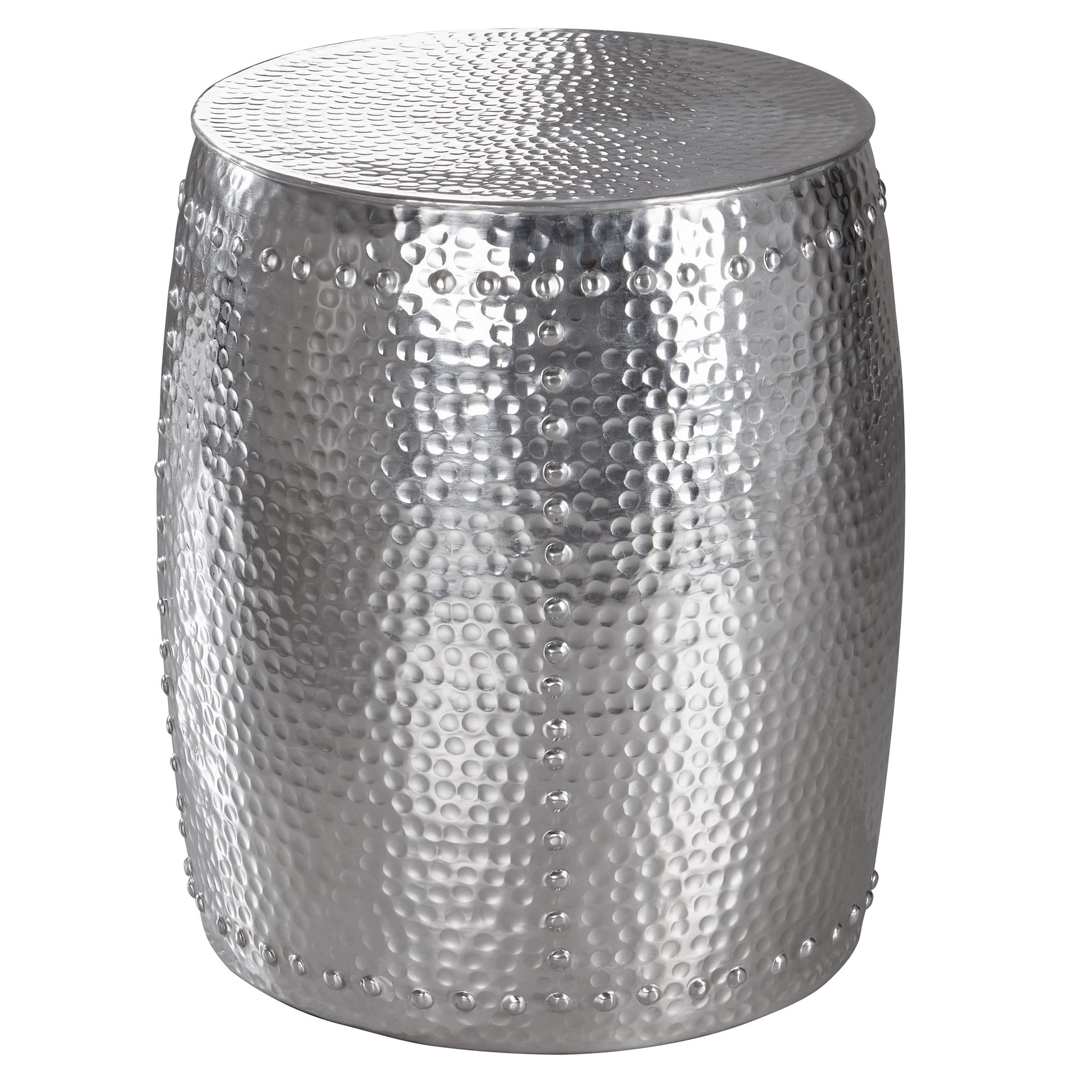 FineBuy Beistelltisch 42 x 49 x 42 cm Aluminium Dekotisch orientalisch rund, Kleiner Hammerschlag Abstelltisch, Designer Ablagetisch Metall modern, Anstelltisch schmal