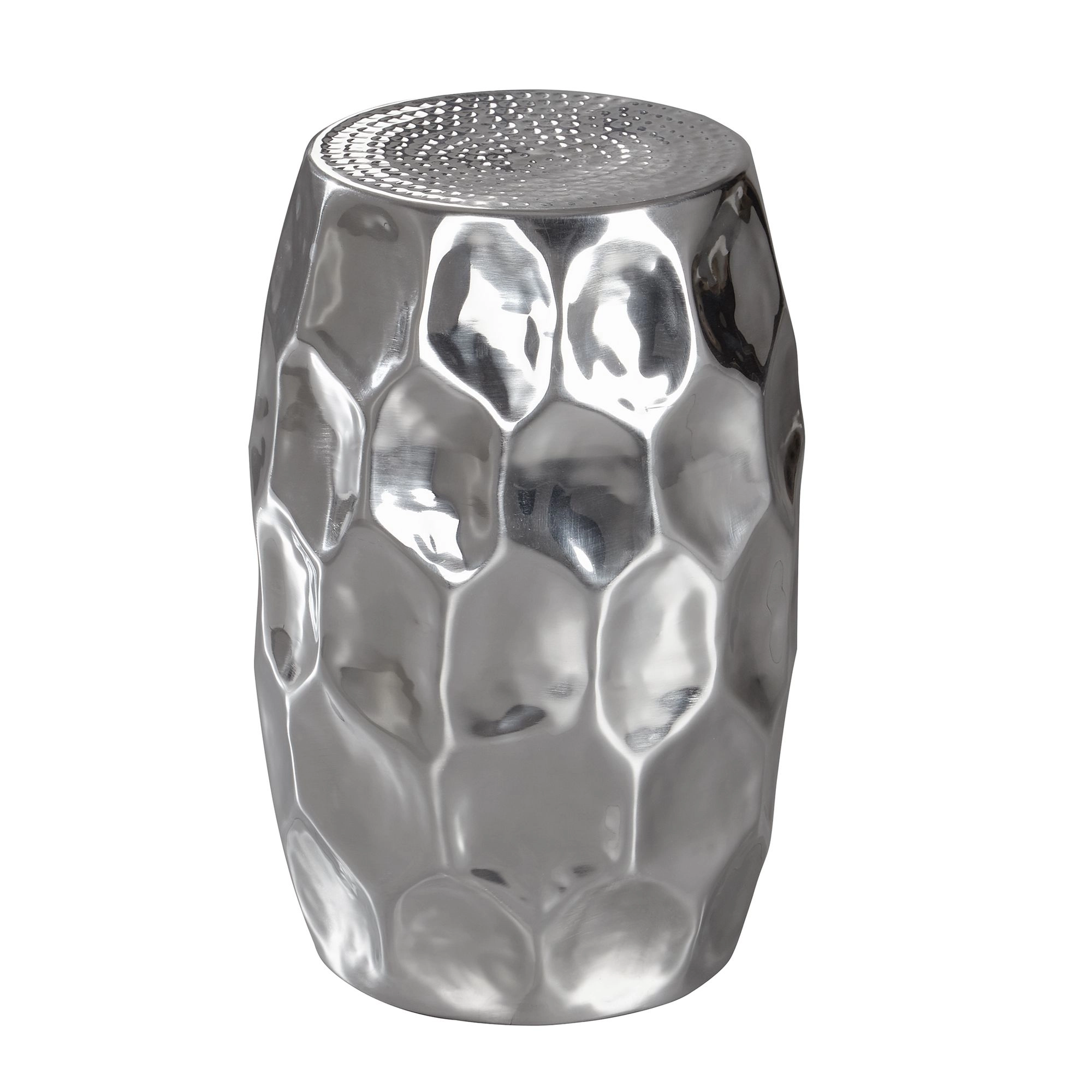 FineBuy Beistelltisch 30 x 47 x 30 cm Aluminium Dekotisch orientalisch rund, Kleiner Hammerschlag Abstelltisch, Designer Ablagetisch Metall modern, Kleiner Anstelltisch schmal