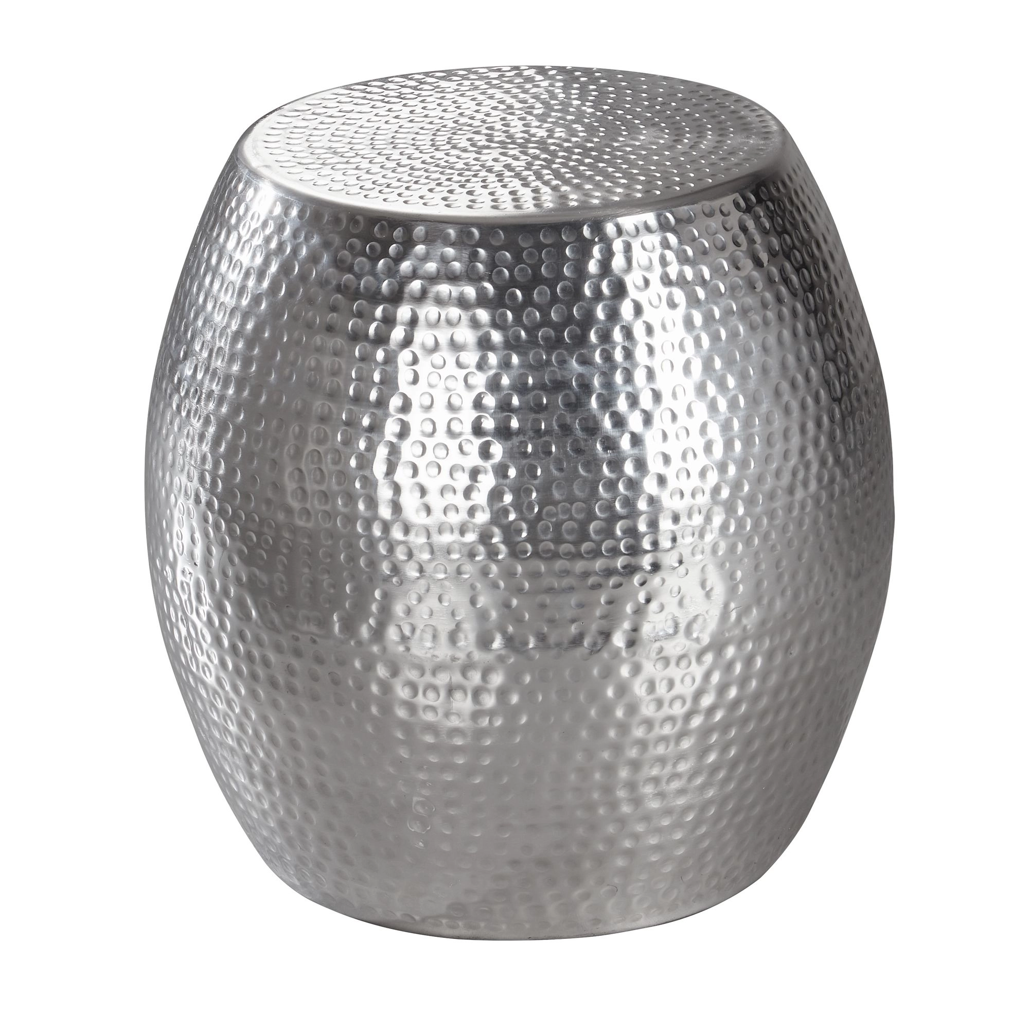 FineBuy Beistelltisch 42 x 42 x 42 cm Aluminium Dekotisch Orientalisch rund, Designer Ablagetisch Metall modern, Anstelltisch schmal, Kleiner Hammerschlag Abstelltisch