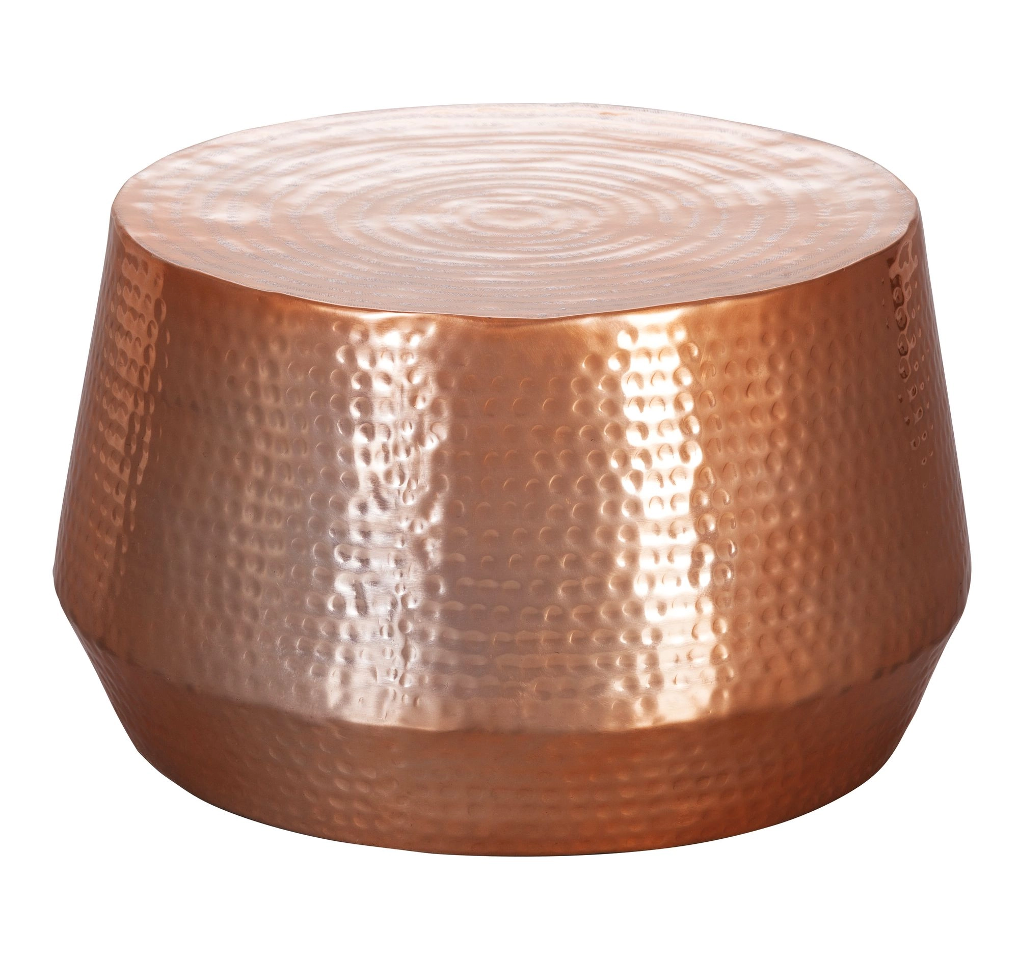 FineBuy Couchtisch 60 x 36 x 60 cm Aluminium Beistelltisch Orientalisch rund, Flacher Hammerschlag Sofatisch Metall, Design Wohnzimmertisch modern, Loungetisch indisch Stubentisch klein