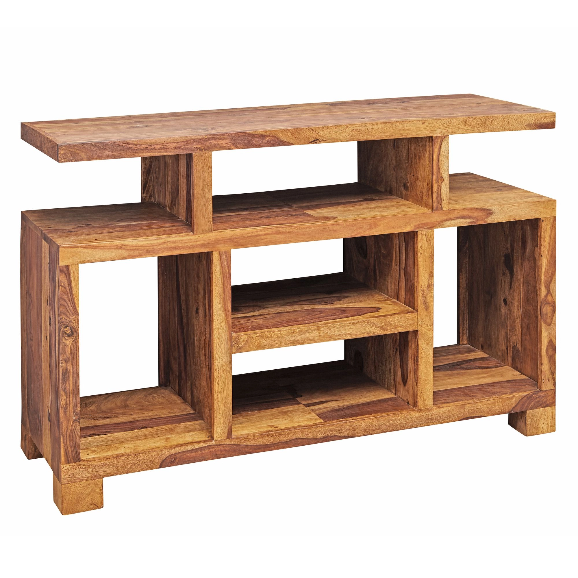 FineBuy Sideboard Sheesham Massivholz 115 x 76 x 40 cm Landhaus-Stil, Fernseh-Kommode mit Staufächern, TV-Schrank Anrichte Echt-Holz mit 4 Standbeinen