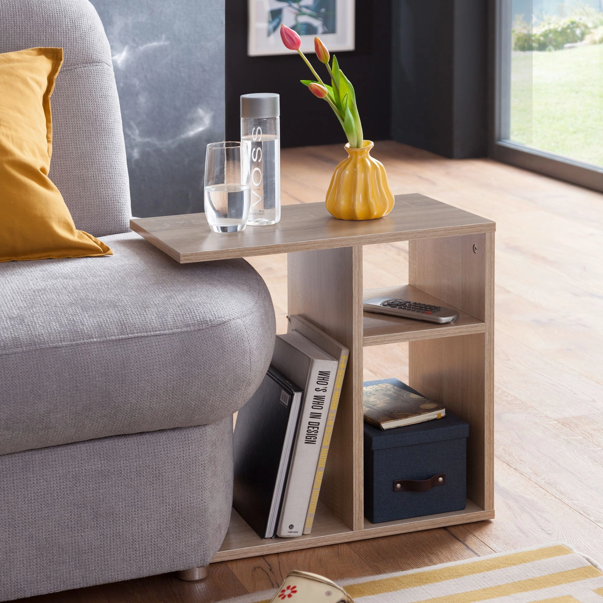 FineBuy Beistelltisch 50x50x30 cm Holz Design Anstelltisch Sofa, Couchtisch klein modern, Kleiner Wohnzimmertisch eckig, Sofatisch Ablagetisch hoch, Schmaler Tisch Wohnzimmer