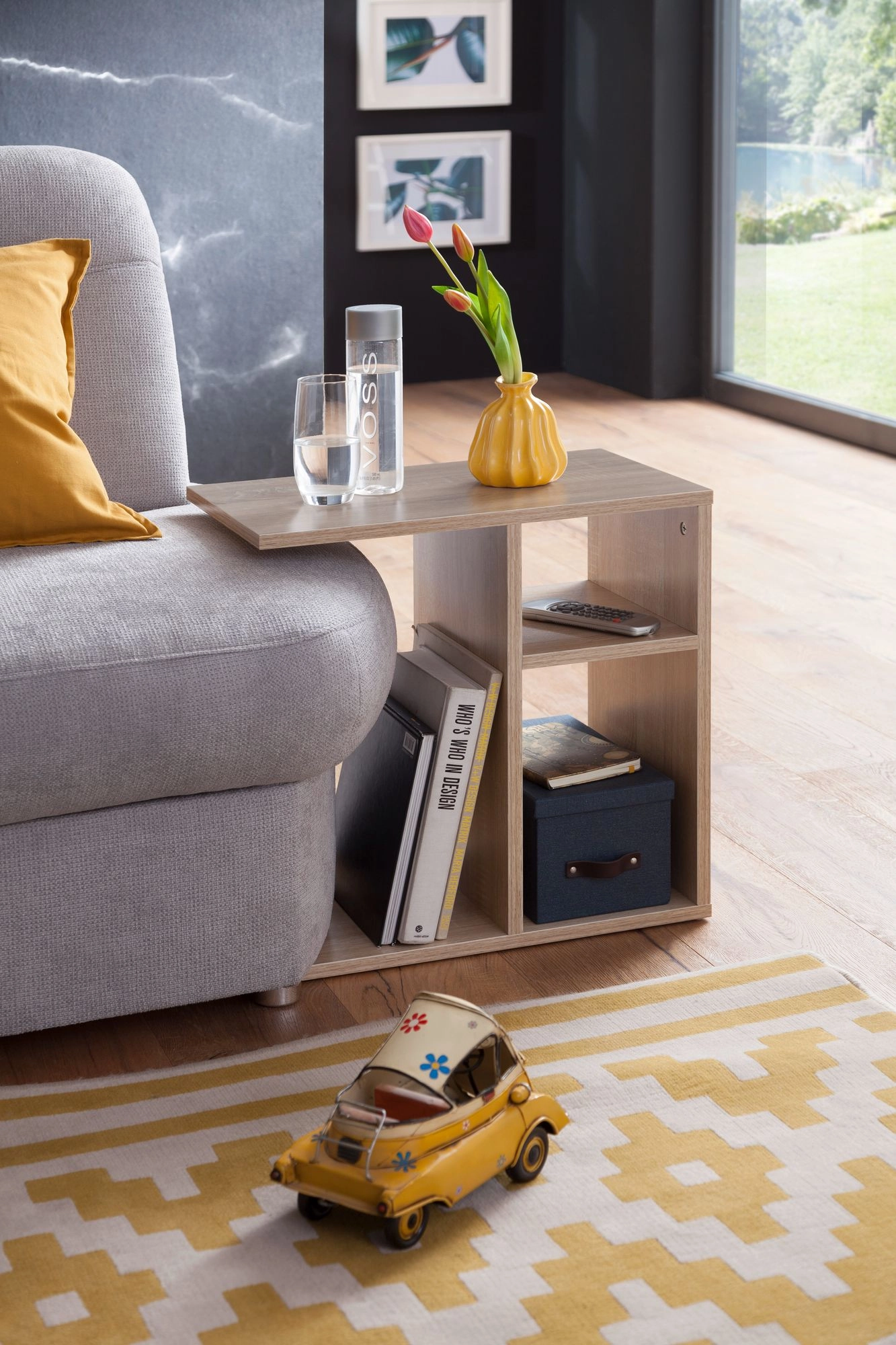FineBuy Beistelltisch 50x50x30 cm Holz Design Anstelltisch Sofa, Couchtisch klein modern, Kleiner Wohnzimmertisch eckig, Sofatisch Ablagetisch hoch, Schmaler Tisch Wohnzimmer