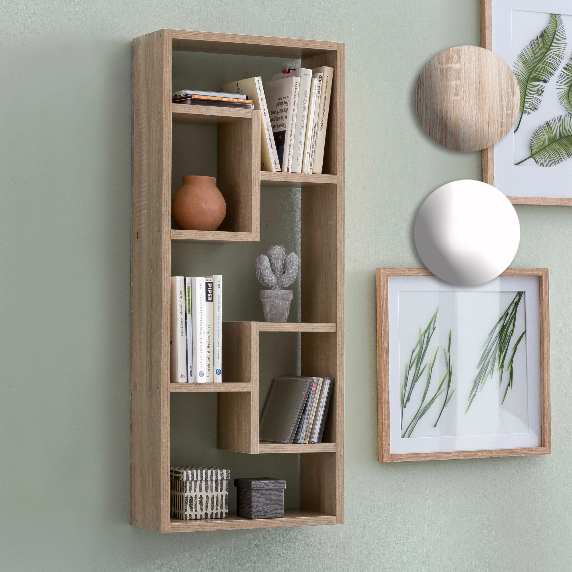FineBuy Wandregal 36 x 90 x 13,5 cm Holz Design Hängeregal modern, Wandboard freischwebend, Holzregal Regal für die Wand, Bücherregal schmal, Dekoregal Schweberegal hoch