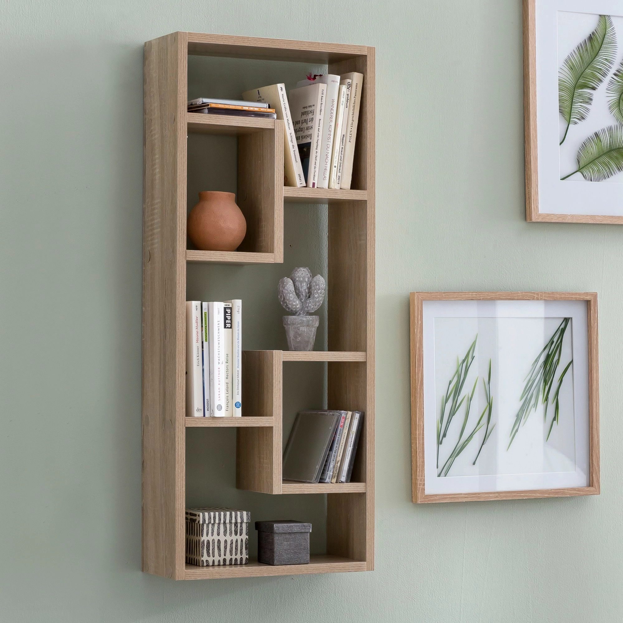 FineBuy Wandregal 36 x 90 x 13,5 cm Holz Design Hängeregal modern, Wandboard freischwebend, Holzregal Regal für die Wand, Bücherregal schmal, Dekoregal Schweberegal hoch