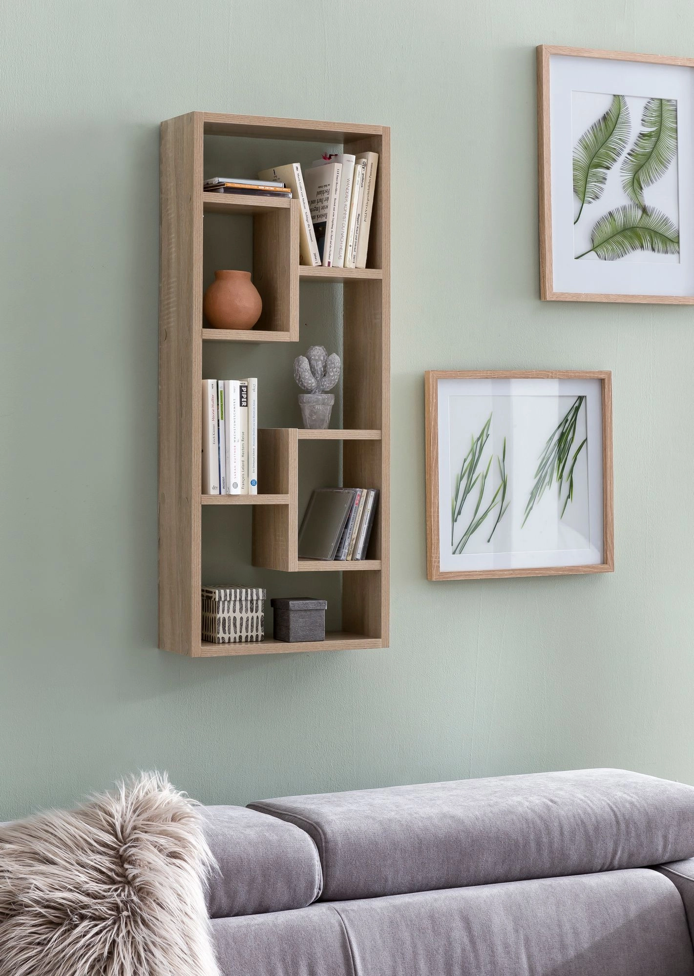 FineBuy Wandregal 36 x 90 x 13,5 cm Holz Design Hängeregal modern, Wandboard freischwebend, Holzregal Regal für die Wand, Bücherregal schmal, Dekoregal Schweberegal hoch
