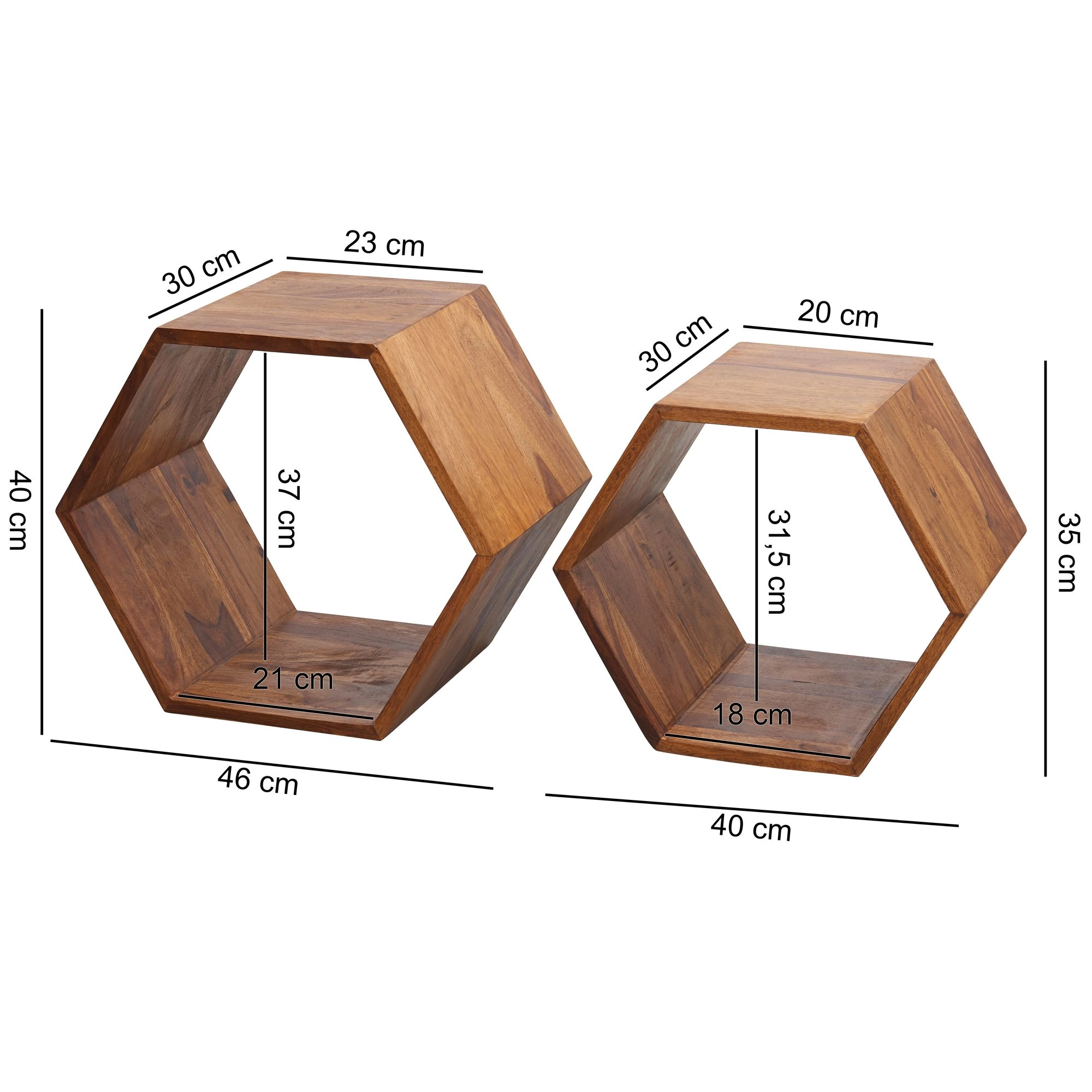 FineBuy Beistelltisch 2er Set Sheesham Massivholz Design Wohnzimmertisch, Couchtisch-Set massiv, Designer Satztisch Wohnzimmer, Kleiner Sofatisch Holz, Ablagetisch Sofa klein