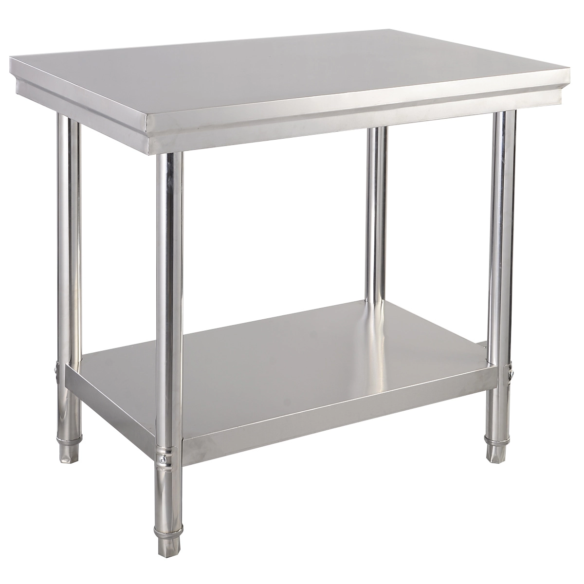 Costway Edelstahl Küchentisch Arbeitstisch Gastro Tisch mit Zwischenbord 92x61x90cm