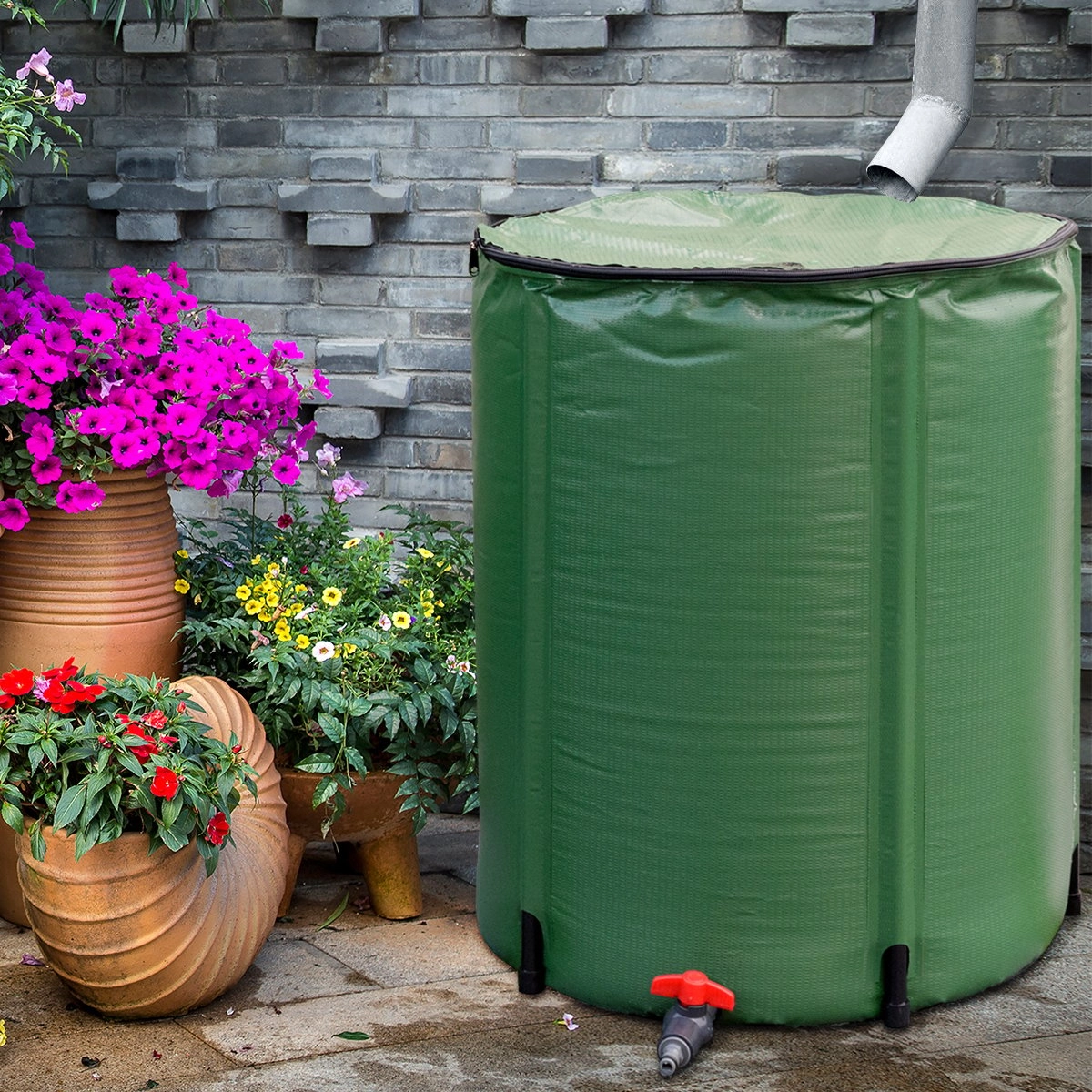 Costway 200 L Faltbares Regenfass Zusammenklappbarer Wassertank Sammeln von Regenwasser