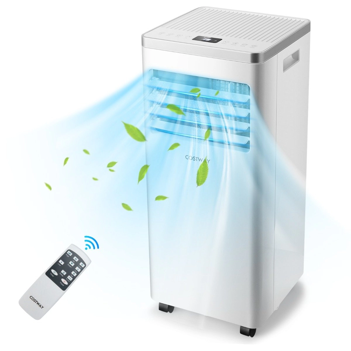 Costway 4 in 1 mobile Klimaanlage Kühlen&Ventilieren&Entfeuchten Klimagerät mit Abluftschlauch 7000BTU Weiß