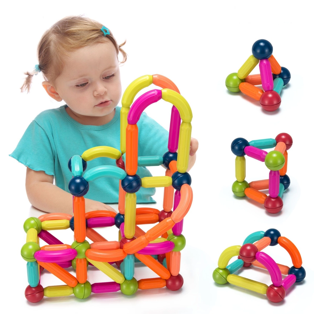 Costway 88 pädagogischer magnetischer Baukasten aus hochwertigem ABS geeignet für Kinder Bunt