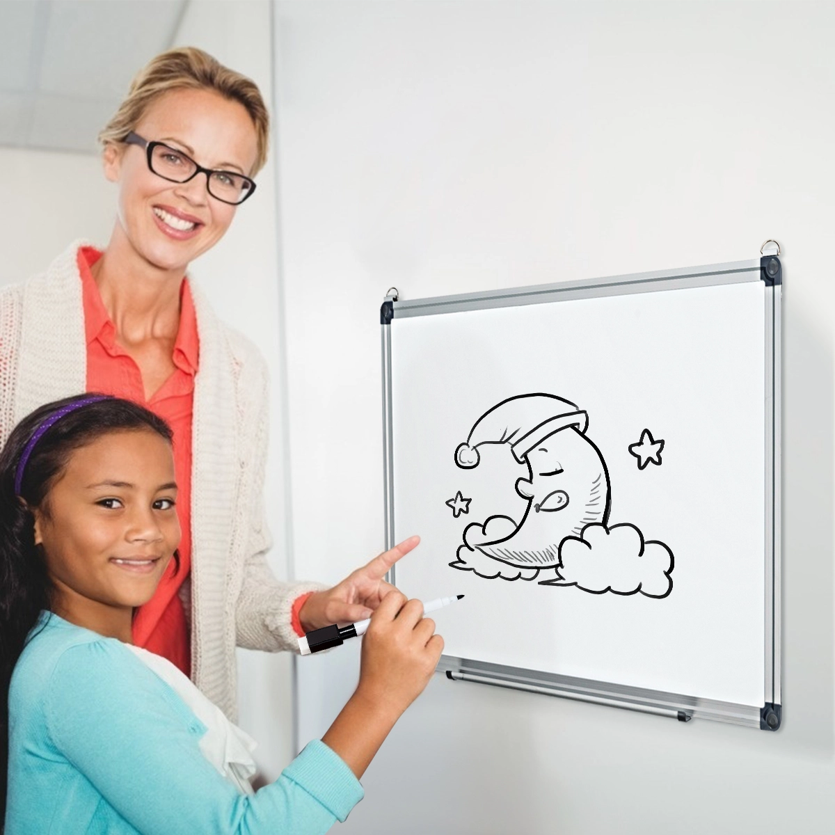 Costway Whiteboard Magnettafel Schreibttafel Wandtafel Memoboard mit Alurahmen 60 x 40 cm