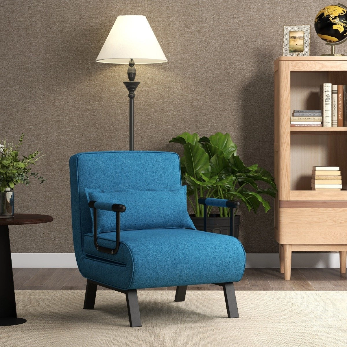 Costway 4 in 1 Schlafsessel Klappbar Schlafsofa mit 5 Stufig Verstellbarer Rückenlehne Blau