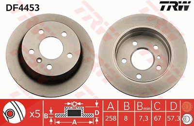 TRW Bremsscheibe DF4453 Bremsscheiben,Scheibenbremsen MERCEDES-BENZ,A-Klasse (W169),B-Klasse (W245)