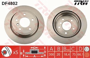 TRW Bremsscheibe DF4802 Bremsscheiben,Scheibenbremsen BMW,3 Touring (E91),3 Limousine (E90),1 Schrägheck (E87),3 Coupe (E92),1 Schrägheck (E81)