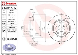 BREMBO Bremsscheibe 08.A147.11 Bremsscheiben,Scheibenbremsen HONDA,CIVIC VIII Hatchback (FN, FK),CIVIC VIII Stufenheck (FD, FA)