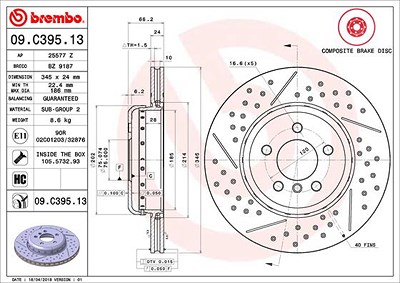 BREMBO Bremsscheibe 09.C395.13 Bremsscheiben,Scheibenbremsen BMW,3 Touring (F31),3 Limousine (F30, F80),3 GT (F34),4 Gran Coupe (F36)