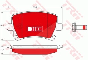 TRW Bremsbelagsatz GDB1622DTE Bremsbeläge,Bremsklötze VW,AUDI,SKODA,Golf V Schrägheck (1K1),TOURAN (1T1, 1T2),Passat Variant (3C5),GOLF VI (5K1)