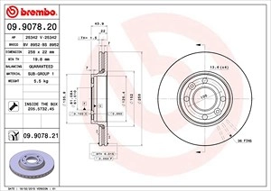 BREMBO Bremsscheibe 09.9078.21 Bremsscheiben,Scheibenbremsen MERCEDES-BENZ,RENAULT,DACIA,CITAN Kasten (415),Citan Kombi / Tourer (415)