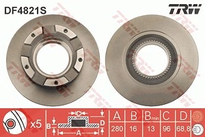 TRW Bremsscheibe DF4821S Bremsscheiben,Scheibenbremsen FORD,TRANSIT MK-7 Kasten,TRANSIT MK-7 Bus,TRANSIT MK-7 Pritsche/Fahrgestell,TRANSIT TOURNEO FB