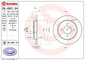 BREMBO Bremsscheibe 08.4931.21 Bremsscheiben,Scheibenbremsen FORD,Fiesta Mk6 Schrägheck (JA8, JR8),Fiesta Mk5 Schrägheck (JH1, JD1, JH3, JD3)