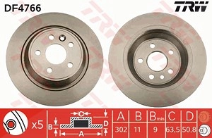 TRW Bremsscheibe DF4766 Bremsscheiben,Scheibenbremsen FORD,LAND ROVER,Focus II Schrägheck (DA_, HCP, DP),MONDEO IV Turnier (BA7),S-MAX (WA6)