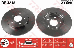 TRW Bremsscheibe DF4218 Bremsscheiben,Scheibenbremsen FORD,JAGUAR,MONDEO III Kombi (BWY),MONDEO III (B5Y),MONDEO III Stufenheck (B4Y)