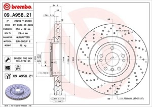 BREMBO Bremsscheibe 09.A958.21 Bremsscheiben,Scheibenbremsen MERCEDES-BENZ,M-Klasse (W166),GLE (W166),GLE Coupe (C292)