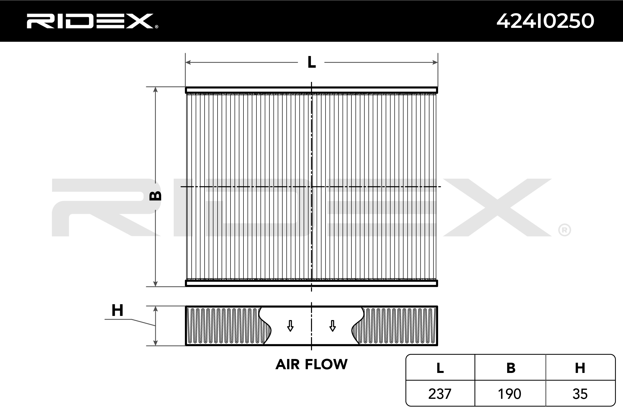 RIDEX Innenraumfilter 424I0250 Filter, Innenraumluft,Pollenfilter FORD,FORD ASIA / OCEANIA,Fiesta Mk6 Schrägheck (JA8, JR8)