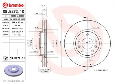 BREMBO Bremsscheibe 09.B272.10 Bremsscheiben,Scheibenbremsen MAZDA,6 Kombi (GH),6 Schrägheck (GH),6 (GH)