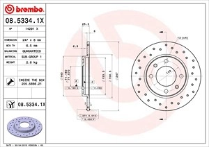 BREMBO Bremsscheibe 08.5334.1X Bremsscheiben,Scheibenbremsen PEUGEOT,CITROËN,206 Schrägheck (2A/C),206 CC (2D),206 SW (2E/K)